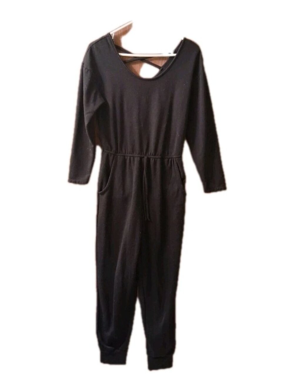 No Boundaries Juniors’ Size 3-5 Black Pockets Stretch Long Sleeve Jumpsuit